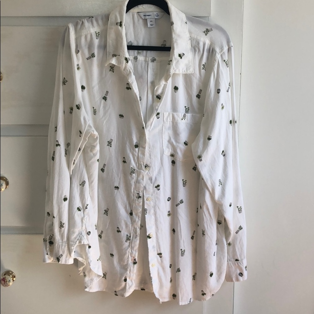 Old Navy Succulent Print Button Down Shirt